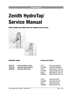 Zip Hydrotap Service Manual  Form