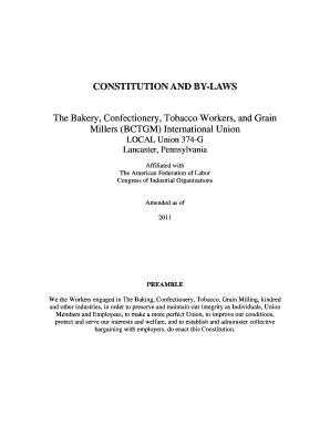 CONSTITUTION and by LAWS the Bakery, Confectionery Bctgm374g  Form