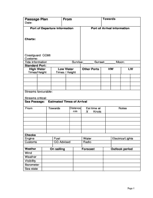 Passage Plan Template Word  Form