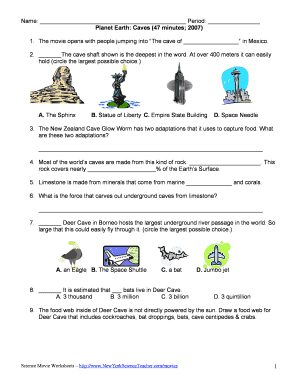 Planet Earth Caves 47 Minutes Answer Key  Form