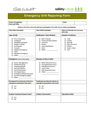 Emergency Drill Reporting Form