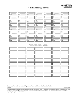 4H568 4 H Entomology Labels KSRE Bookstore Kansas State Pratt K State  Form