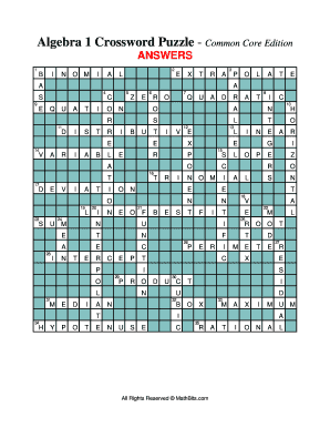 Algebra 1 Crossword Puzzle  Form