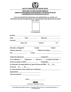 Hoja De Urgencias Del Imss Editable  Form