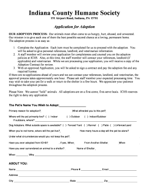 Indiana Humane Society  Form