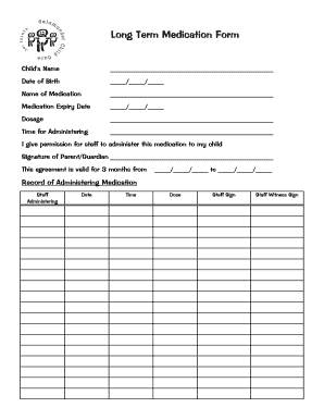 Medication Form for Child