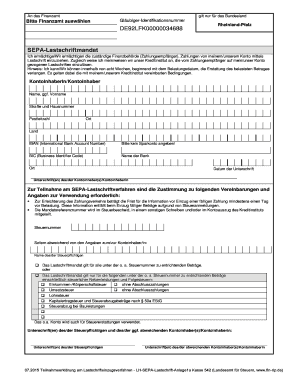 Sepa Lastschriftmandat Finanzamt Rheinland Pfalz  Form