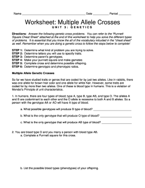 Worksheet Multiple Allele Crosses Answer Key  Form