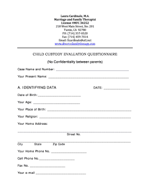 Custody Evaluation Questionnaire  Form
