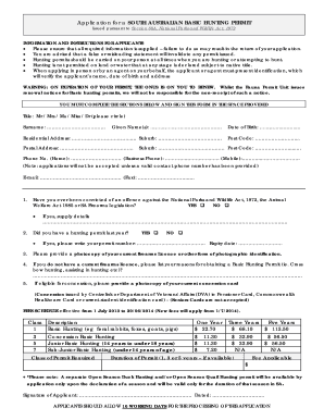 Hunting Permit Sa  Form