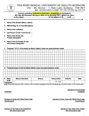 Wbuhs Synopsis  Form