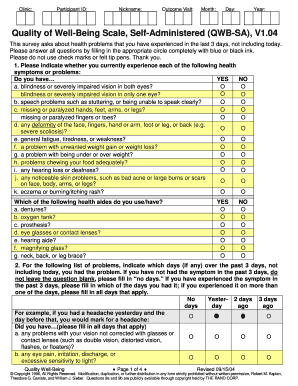 Quality of Well Being Scale PDF  Form