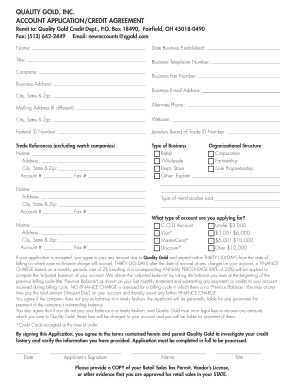 Account Application Credit Form