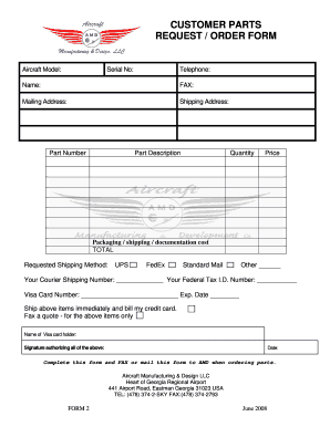 Parts Request Forms