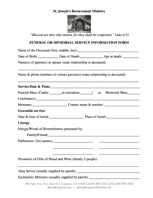 Funeral Form