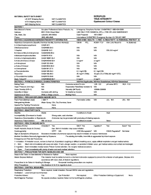 MATERIAL SAFETY DATA SHEET SCRUPLES TRUE INTEGRITY  Form
