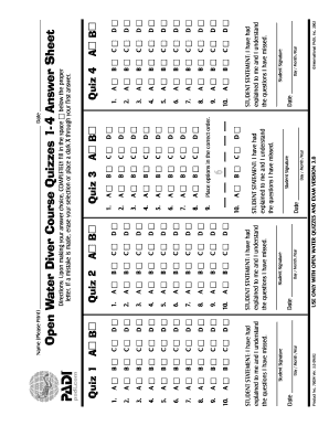 Padi Quiz 4 Answers  Form