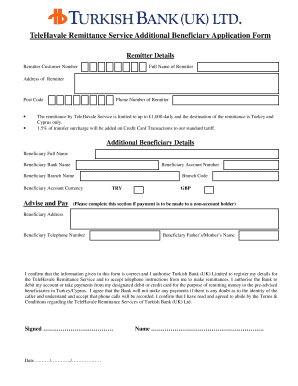 Bank Beneficiary Form PDF