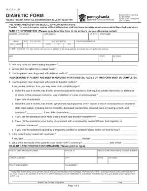 Diabetic Waiver Form Pa