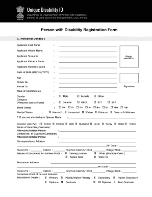 Disabled Person Registration Form Online