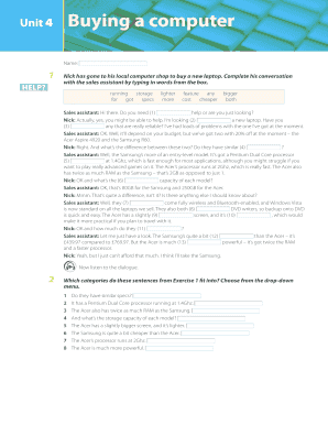 Nick Has Gone to His Local Computer Shop to Buy a New Laptop Complete His Conversationwith the Sales Assistant by Typing in Word  Form