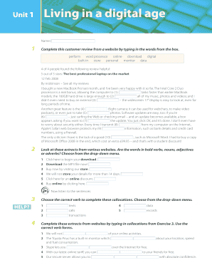 Living in a Digital Age Unit 1  Form