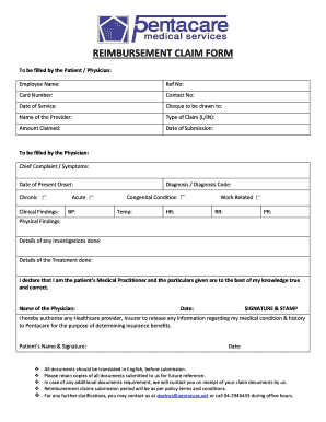 Reimbursement Claim  Form