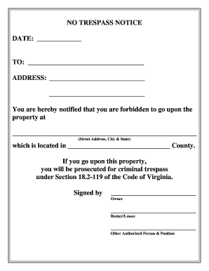 Trespass Notice  Form