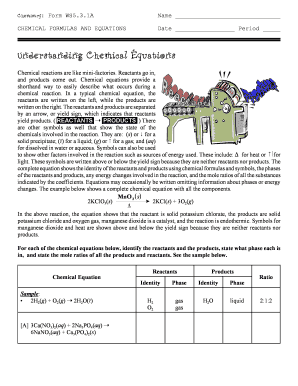 Understanding Chemical Equations Answer Key  Form