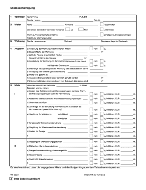 Mietbescheinigung  Form