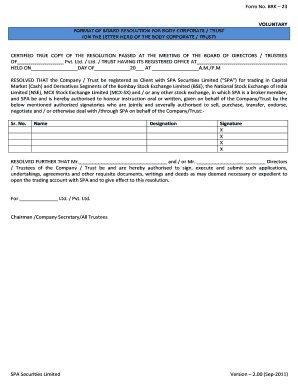 Trust Resolution Format in Word