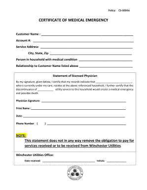 Format of Emergency Certificate for Medical Reimbursement