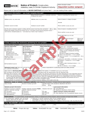Notice of Project Sample  Form