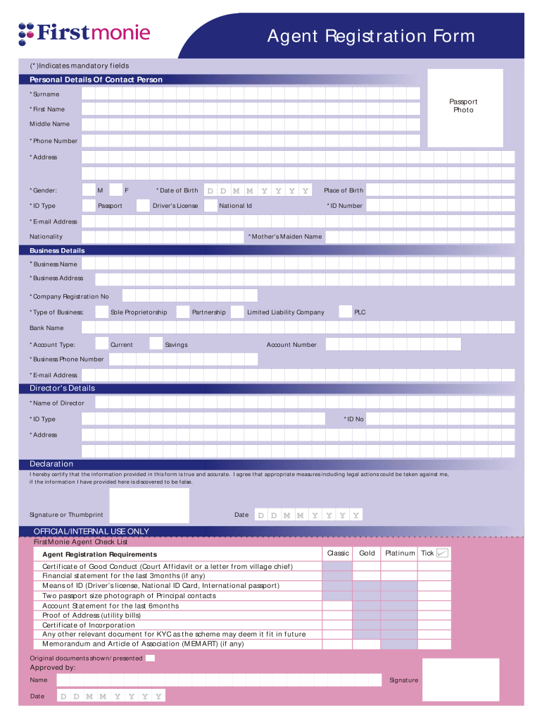 Firstmonie  Form