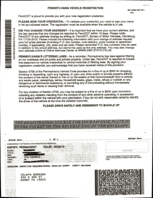 Printable Vehicle Registration  Form