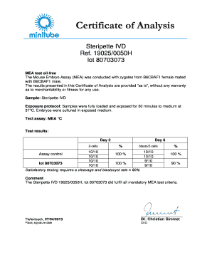 Certificate of Analysis Bmtgb Debcomb  Form