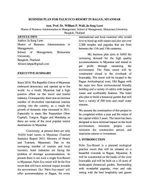 Eco Resort Business Plan  Form