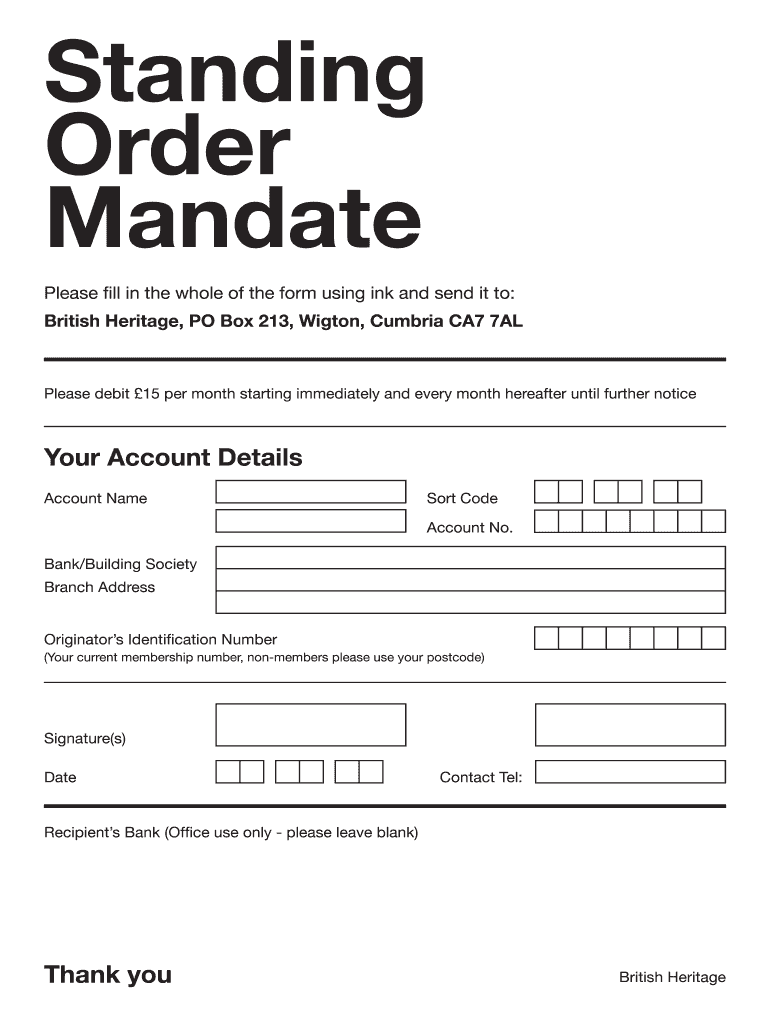 Get and Sign Standing Order Mandate  Bnporguk  Bnp Org  Form