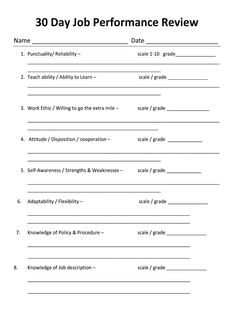 30 Day Review Template  Form