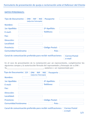Formulario De Reclamaciones Del Defensor Del Cliente En PDF Ceca Ceca