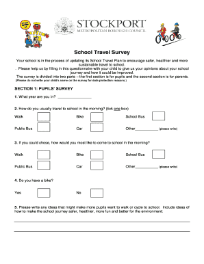 Travel to School Survey  Form
