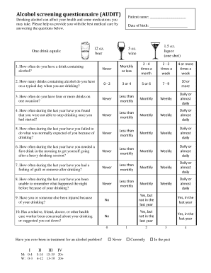 Sbirt Screening Form