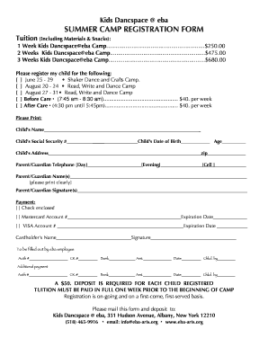 Kids Summer Camp Registration Forms Pic