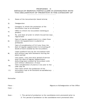 Probation Declaration Form