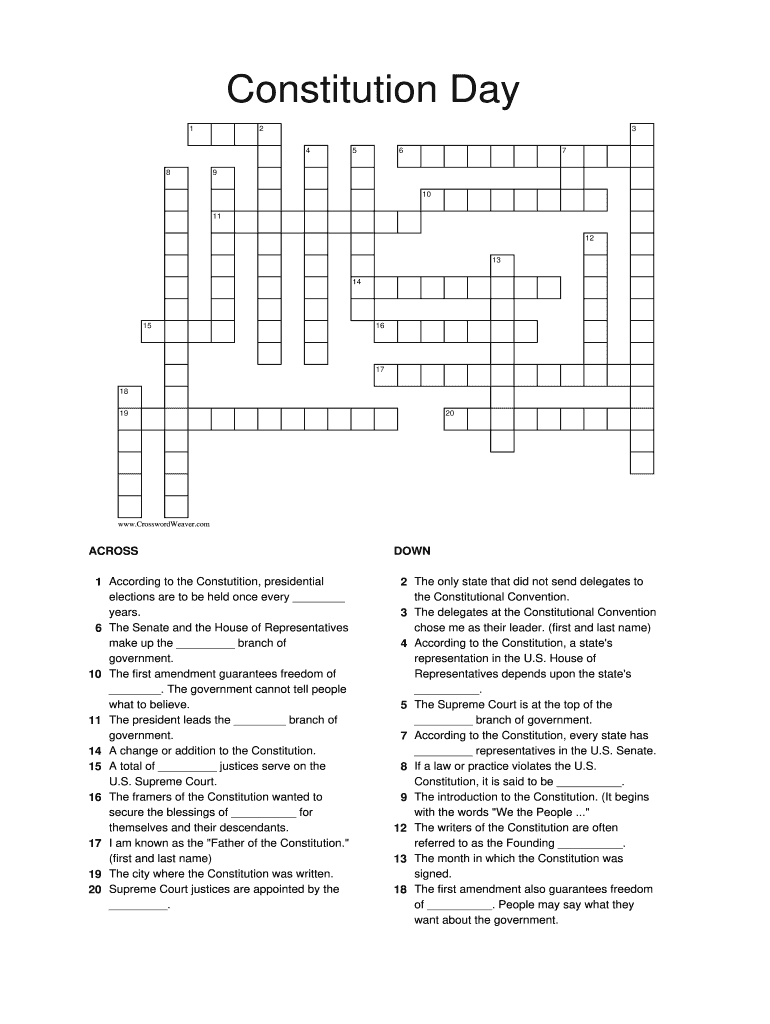 Printable Crossword Puzzles  Form