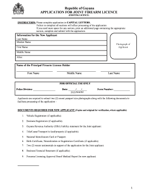Firearm Application Medical Form Guyana