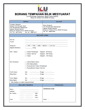 Borang Tempahan Bilik Mesyuarat  Form