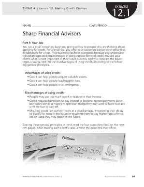 Sharp Financial Advisors Exercise 12 1 Answers Form