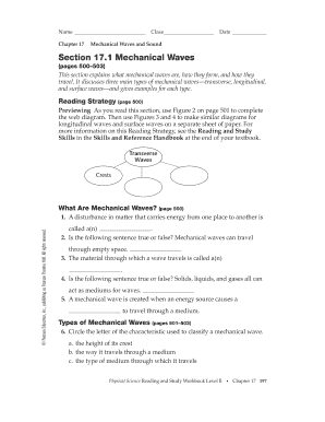 Mechanical Waves Worksheet  Form