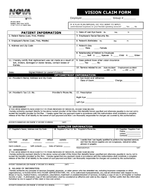 Vision Claim Form